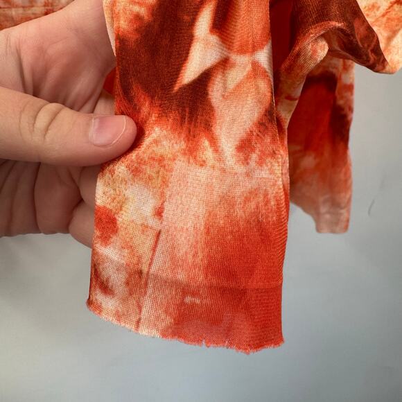 Y2K 2000s orange mesh see through long sleeve shirt - Picture 4 of 8